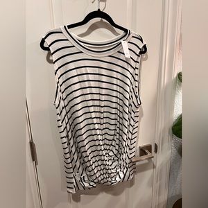 Loft, NWT, navy stripes, sleeveless, twisted at the hem.